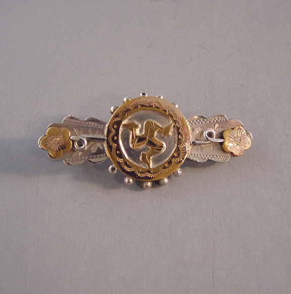 VICTORIAN sterling silver sweetheart pin rose gold, Celtic triskele symbol