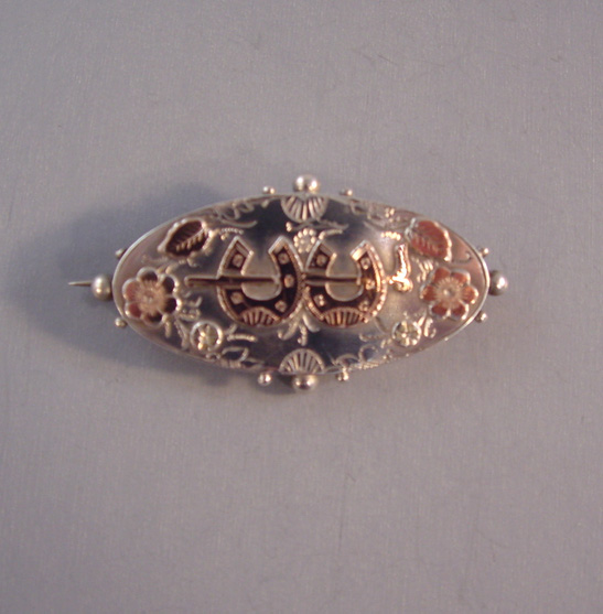 VICTORIAN sterling sweetheart pin with rose gold overlay