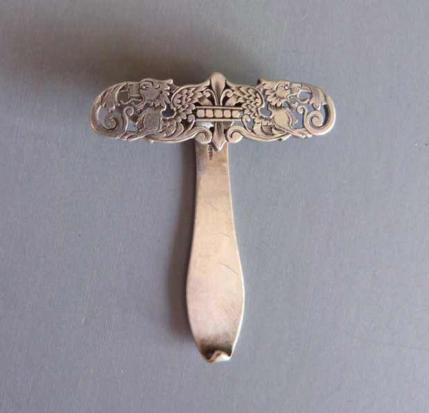 VICTORIAN sterling chatelaine hook decorated with griffons