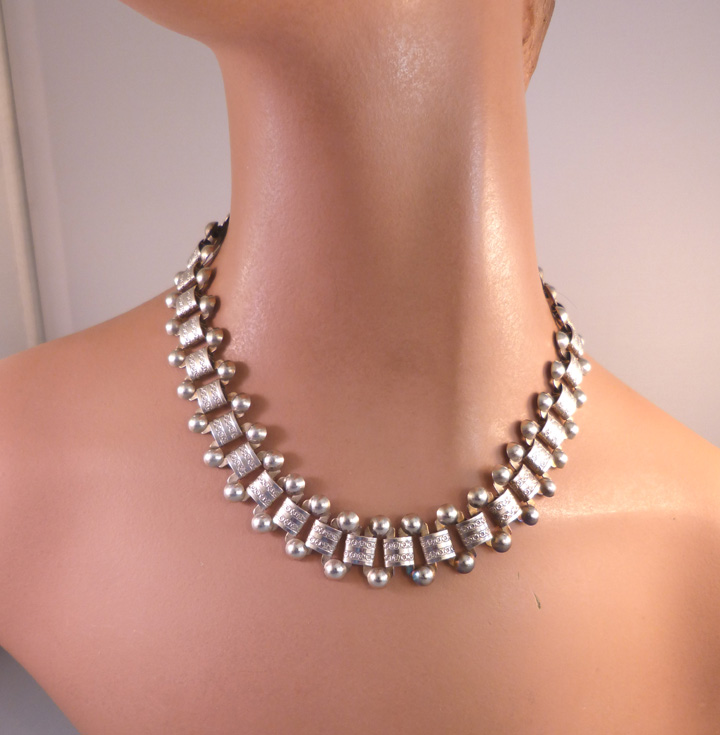 VICTORIAN sterling silver collar necklace with links