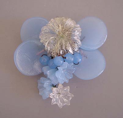 HASKELL Hess early dress clip with blue & clear glass flowers