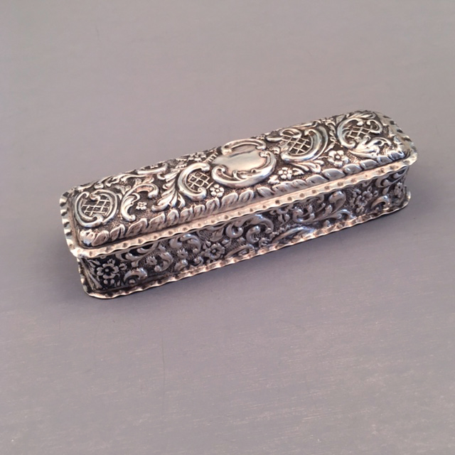 VICTORIAN Deakin & Francis antique sterling embossed ring box, 1901