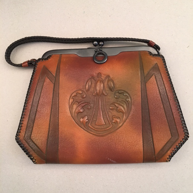 CORDOVA SHOPS Arts & Crafts hand made leather purse, circa 1930