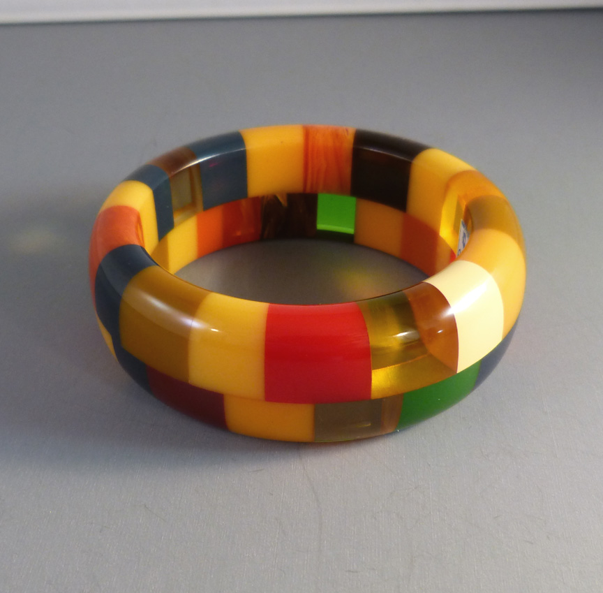 SHULTZ bakelite two row checked bangle in apple juice, red, etc