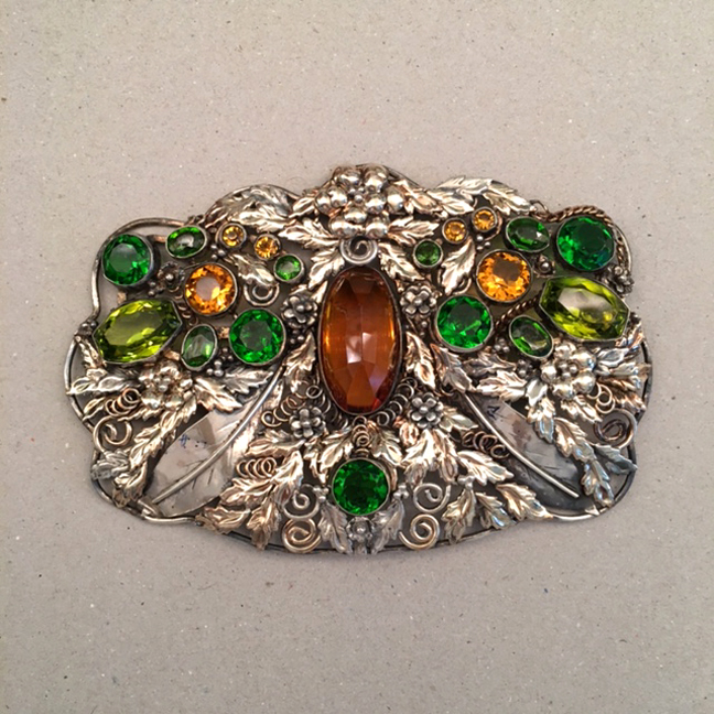 HOBE very rare 5″ sterling and rhinestone purse ornament, a huge whopping 5″