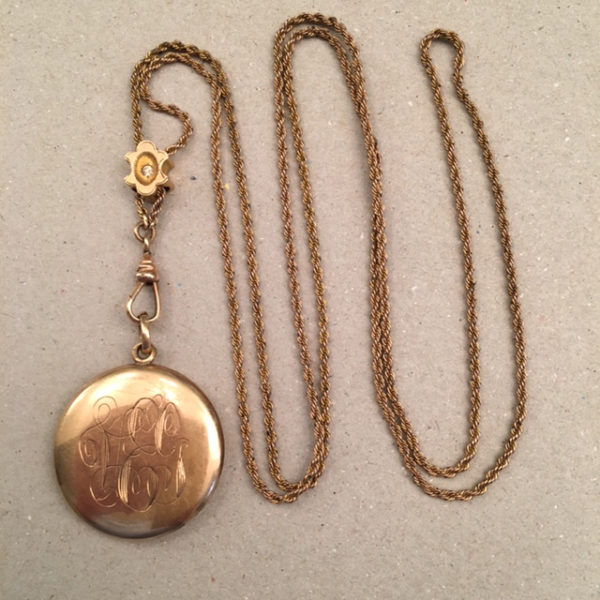 VICTORIAN sterling silver locket and collar, engraved initial - $495.00 ...
