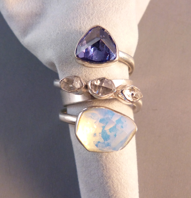 LILLY BARRACK ring sterling, crystal, Herkimer “diamond”