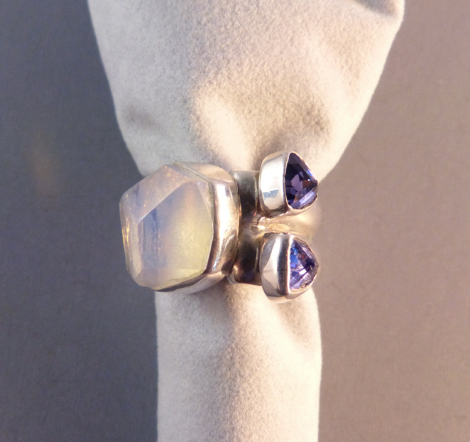 LILLY BARRACK sterling, lavender & clear irregularly faceted crystal stones