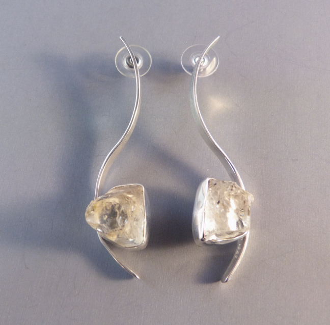 LILLY BARRACK sterling and clear rough faceted earrings