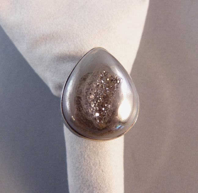 SI 925 marked sterling and gray Drusy ring