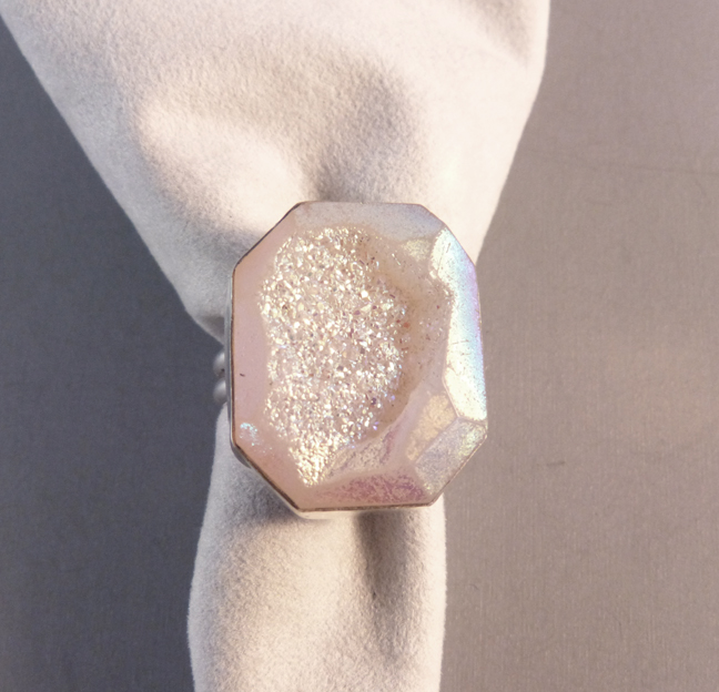 NJ Nila Cook Johnson Navajo sterling and white Drusy ring