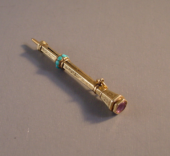 VICTORIAN 9ct turquoise retractable  pencil