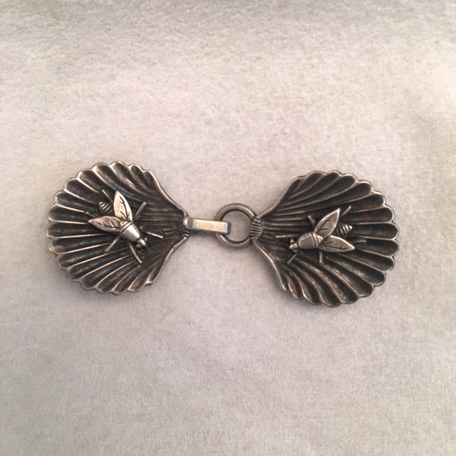 FLY small silver buckle in two pieces with a fly on each one