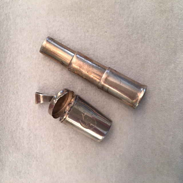 STERLING cigarette holder box charm, initial “C”, maker “H&H”