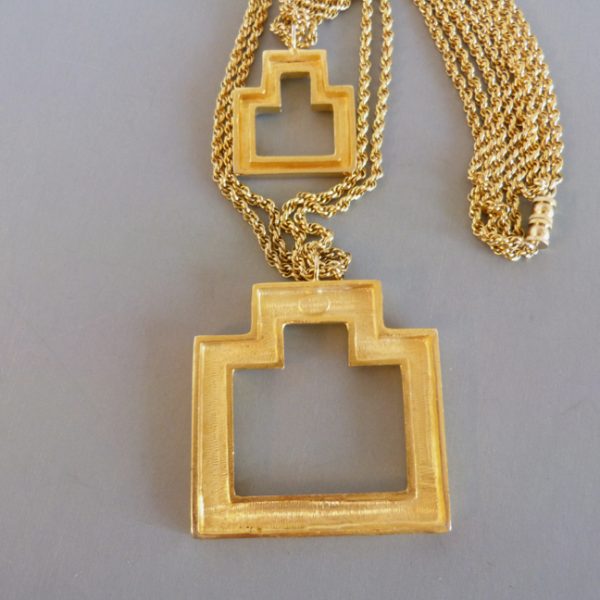 LES BERNARD INC necklace matte gold tone metal with double chains 88