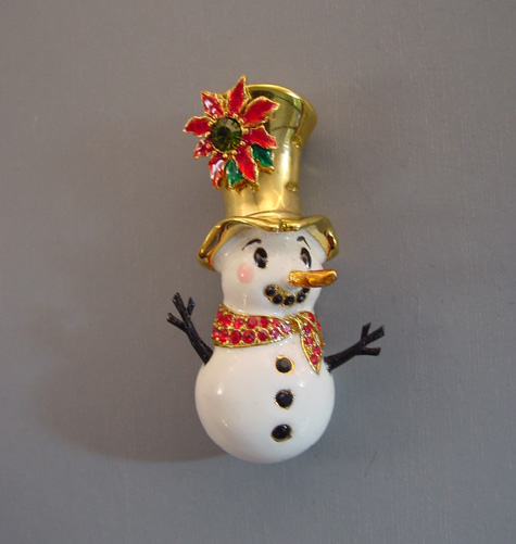 RADKO Christmas snowman with top hat pin