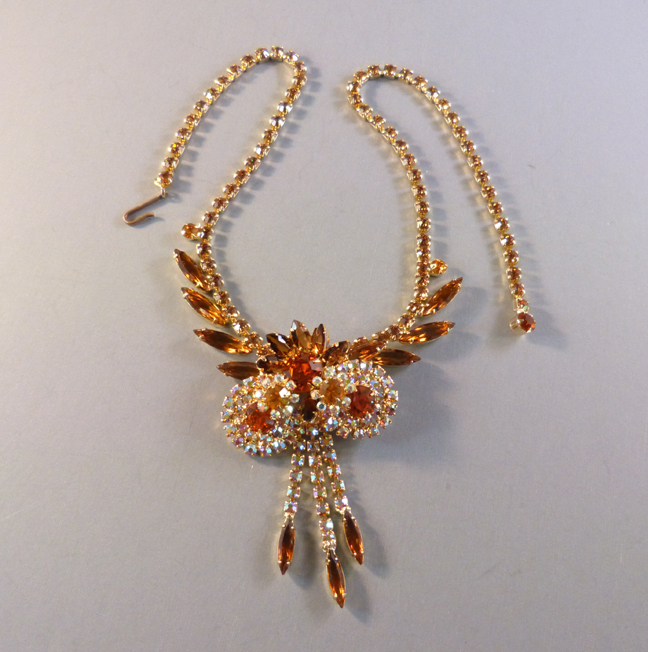 JULIANA Delizza & Elster (D&E) necklace in caramel, aurora borealis, topaz, as is