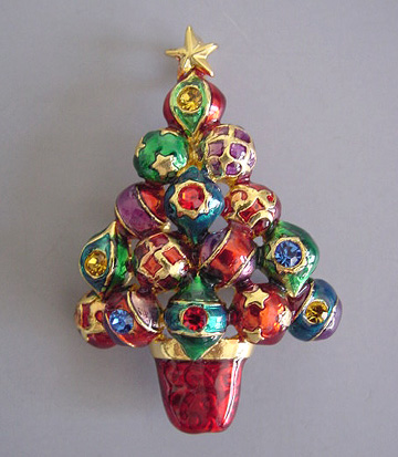 RADKO Christopher Radko enameled Christmas tree brooch