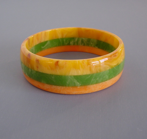 SHULTZ bakelite 3-row laminated bangle citrus marbled colors