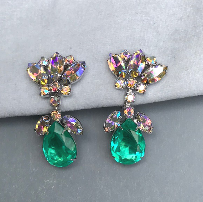 VENDOME pendant earrings with brilliant aqua drops
