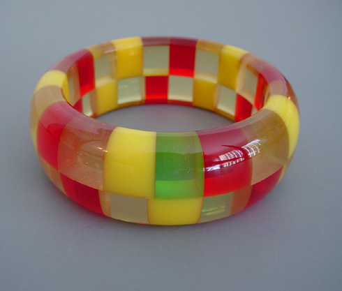 SHULTZ bakelite two row apple juice, red & yellow bangle