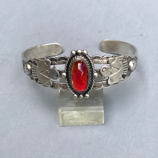 FRED HARVEY sterling dragon’s breath bracelet, thunderbirds