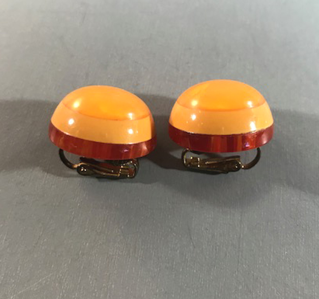 BAKEITE earrings with three laminated layers of color