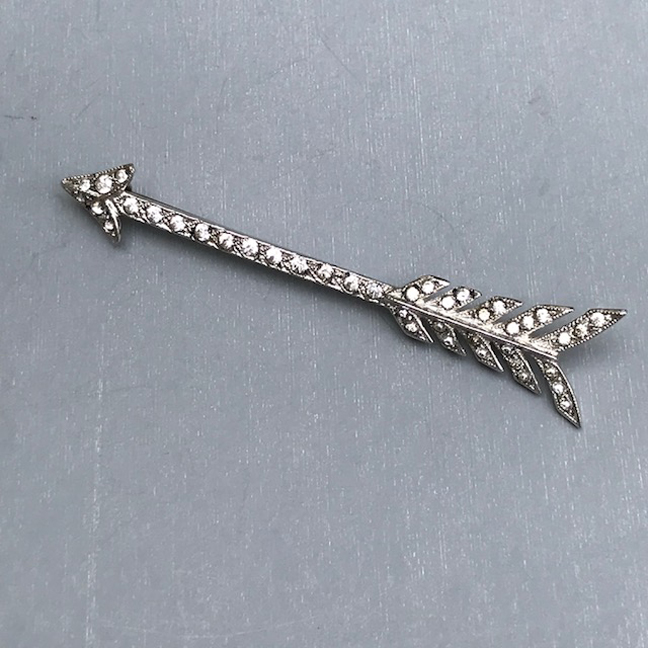 STERLING arrow pin with clear rhinestones