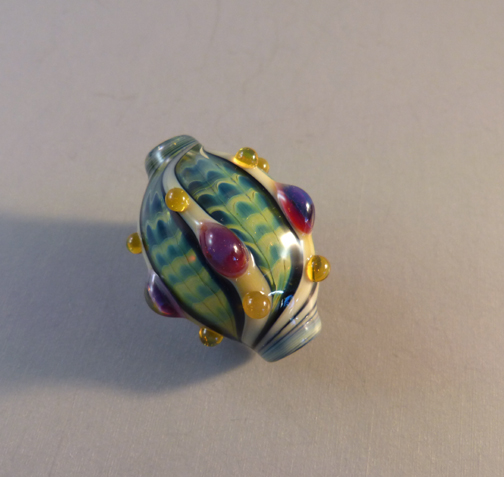 GLASS hand blown bead amazing colors and masterfully made