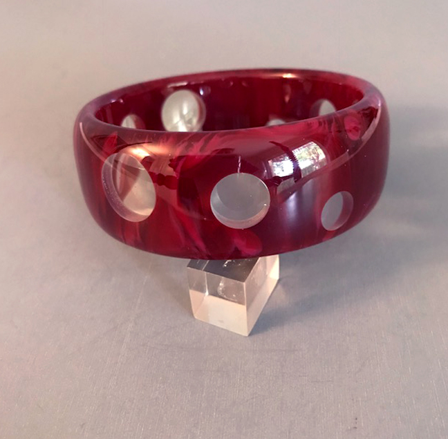 BUTTERFLY WORKSHOP Kent Mundy bakelite raspberry windows bangle