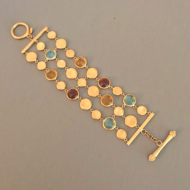 RL CHINA matte and brushed gold tone bracelet with rhinestones