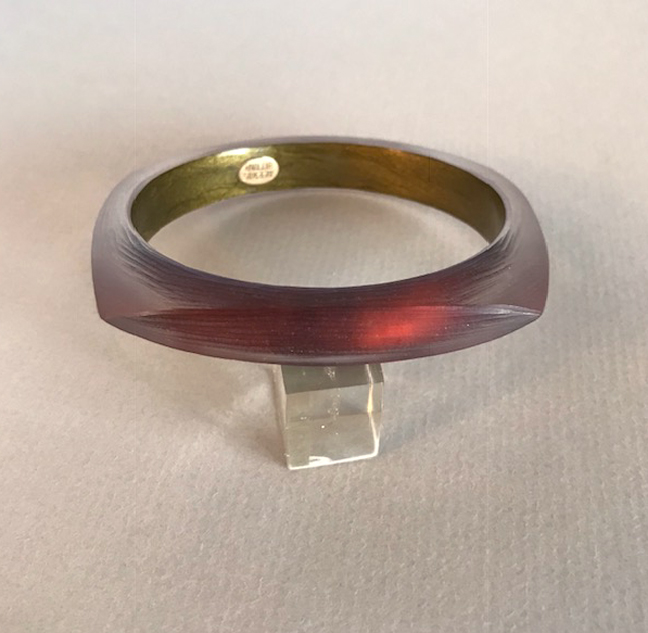 ALEXIS BITTAR brown carved and frosted four-sided Lucite bangle