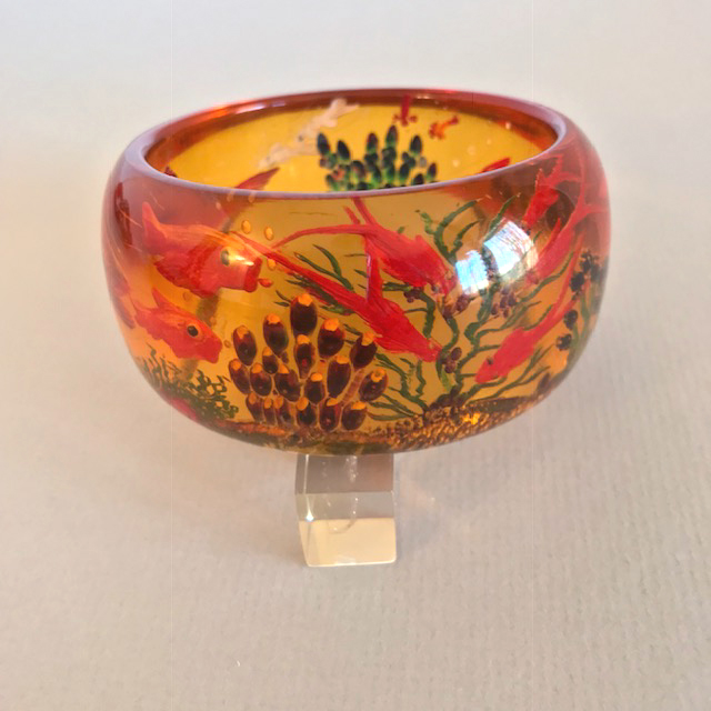 CLARKE apple juice chunky bangle reverse carved and painted bangle