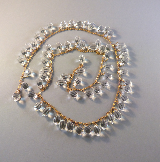 DECO faceted glass teardrops necklace, 28″ of sparkle