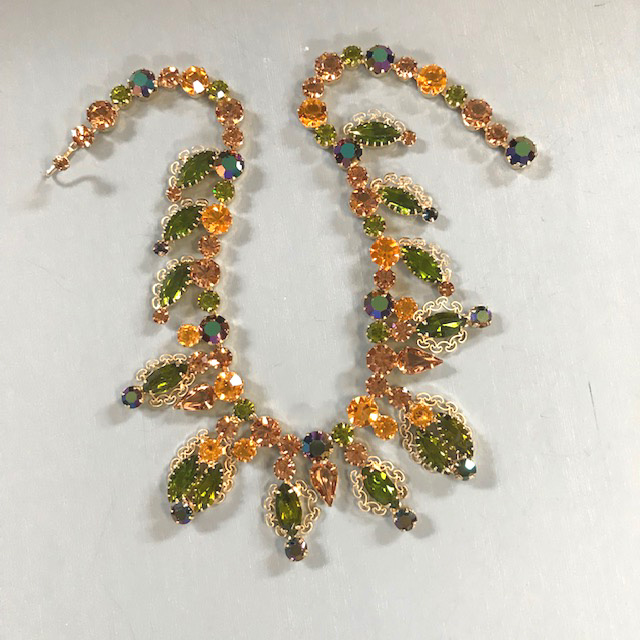 KRAMER brilliant necklace with caramel, green and yellow rhinestones