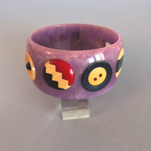 BRAD ELFRINK of Elvenkrafte Studio bakelite lavender marbled bangle with button dots