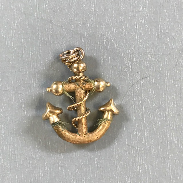 VICTORIAN 10k yellow gold anchor charm or watch fob