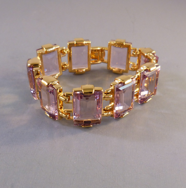 SWAROVSKI lilac unfoiled rectangular rhinestones bracelet