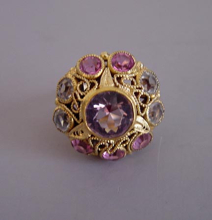 HOBE ring with pink, lavender and gray unfoiled rhinestones