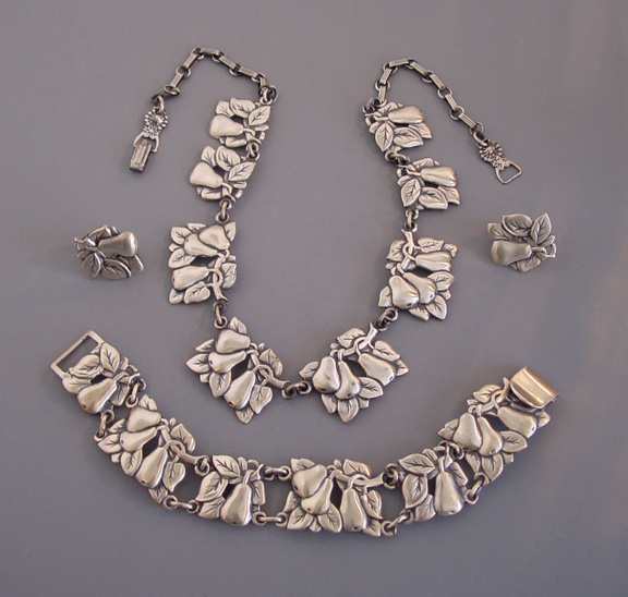 McCLELLAND BARCLAY sterling pear set of necklace, bracelet and earrings