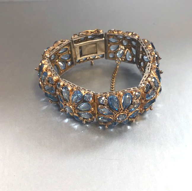 HOBE pastel blue rhinestone bracelet, set in hand wrought wire work