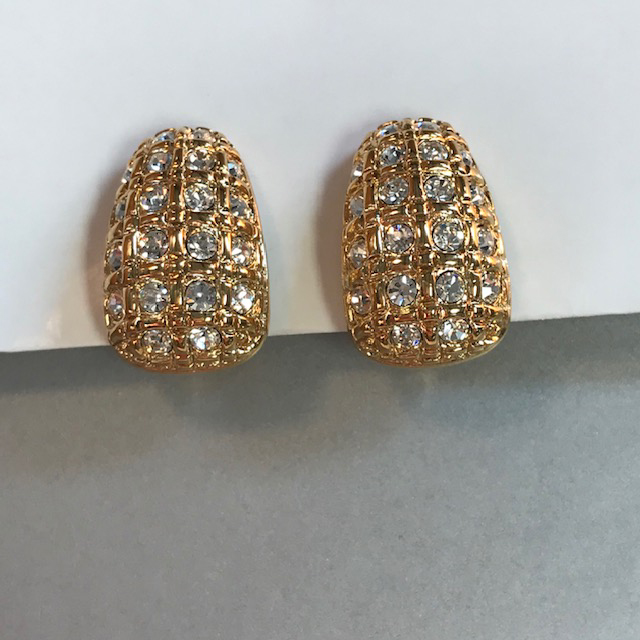 SWAROVSKI clear crystal rhinestone pave earrings, all set in gold plated