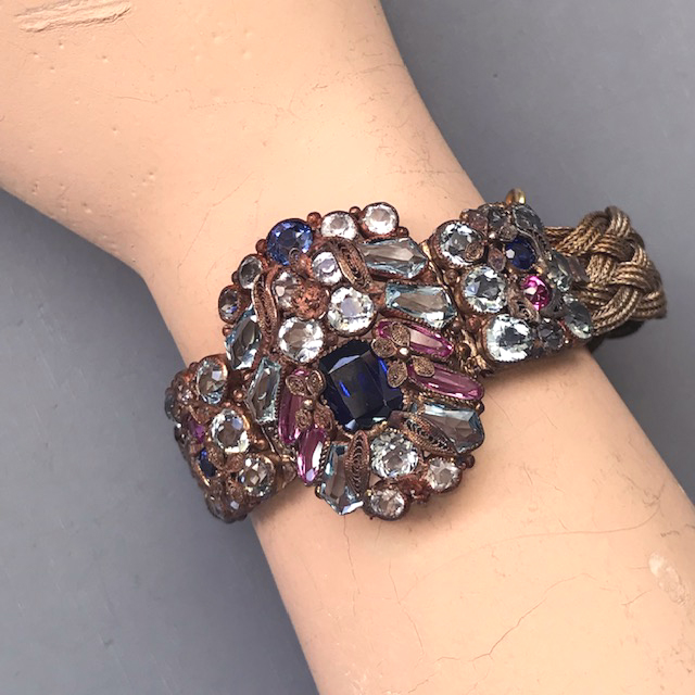 HOBE bracelet with pastel blue, dark blue sapphire , ruby and clear spinel gem stones