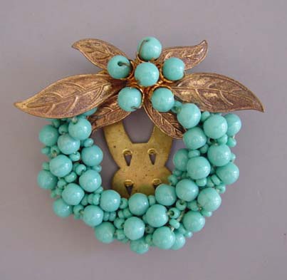 MIRIAM HASKELL beautiful wreath dress clip by Frank Hess