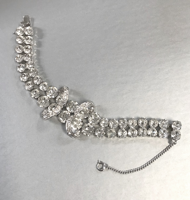 EISENBERG dazzling clear rhinestones bracelet in a silver colored rhodium plated setting