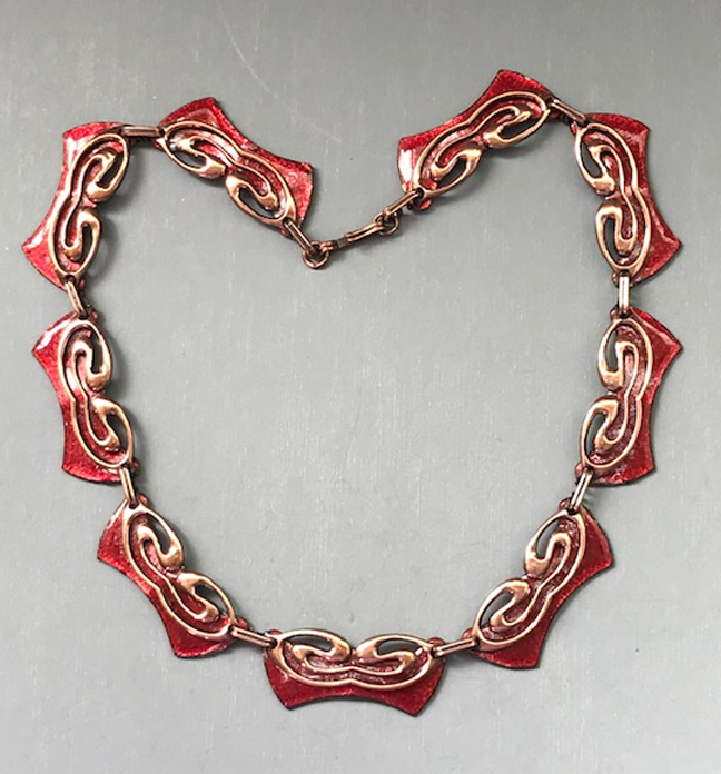 MATISSE copper necklace with red enameling