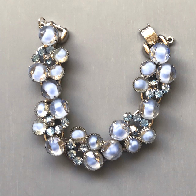 JULIANA D&E sky blue givre rhinestones 5-link bracelet set in silver tone