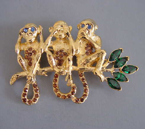 TRIFARI Jewels 1996 monkeys brooch from the 1996 Safari Collection
