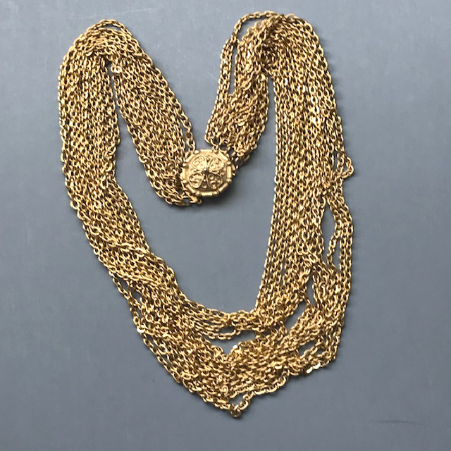 CORO gold tone metal chains necklace, 1960s