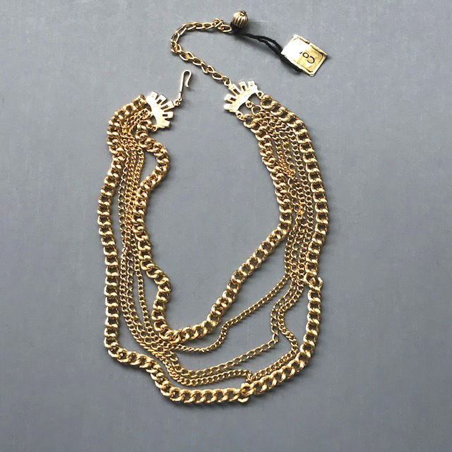 COROCRAFT gold tone metal chains long necklace with a lovely catch